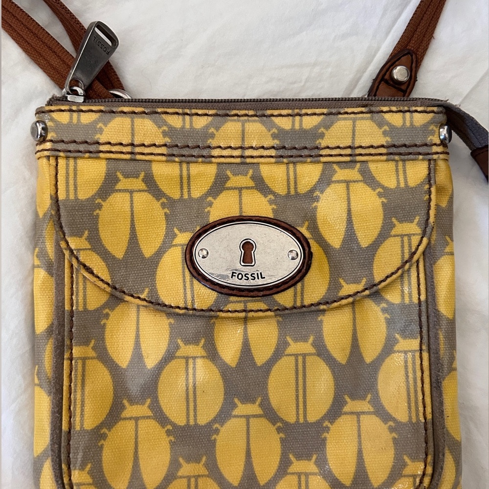 Fossil Ladybug Print Coated Canvas Crossbody Bag … - image 1